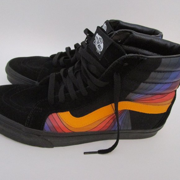 10M Womens Reissue Black Multi Suede Leather Hi Top Tennis Shoes SK8 Refract - Picture 1 of 10
